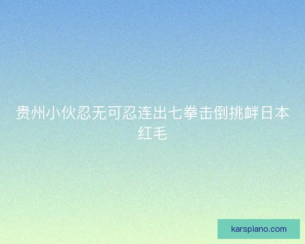 贵州小伙忍无可忍连出七拳击倒挑衅日本红毛 贵州小伙忍无可忍连出七拳击倒挑衅日本红毛